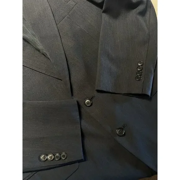 Vintage Stafford 42L Navy Blue Subtle Red Stripe Blazer Sport Jacket Denim Look